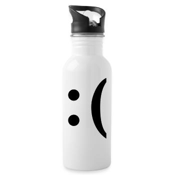 :( smiley traurig - Trinkflasche mit integriertem Trinkhalm - Weiß - Rechts