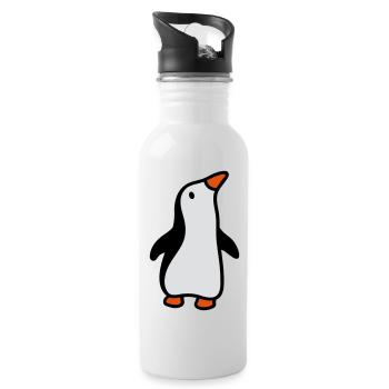 Penguin looks up 3 - Water bottle with straw - white - Right