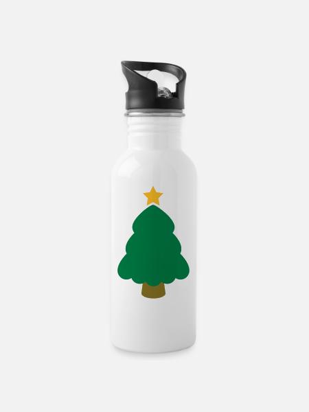 christmas tree - Drinkfles met geïntegreerd rietje - wit
