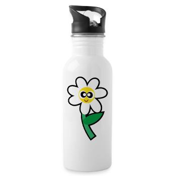 Flower / Blume - Trinkflasche mit integriertem Trinkhalm - Weiß - Rechts