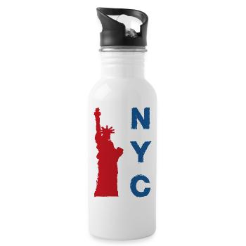 New York City - Trinkflasche mit integriertem Trinkhalm - Weiß - Rechts