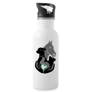 Tierarzt Hände Pferd Hund Katze Kaninchen Hase - Trinkflasche mit integriertem Trinkhalm - Weiß - Rechts