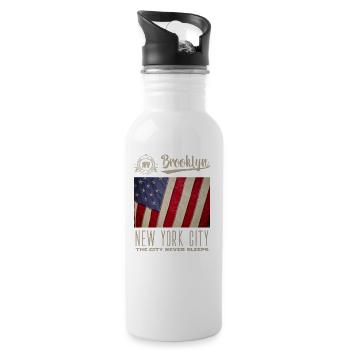 New York City · Brooklyn - Trinkflasche mit integriertem Trinkhalm - Weiß - Rechts