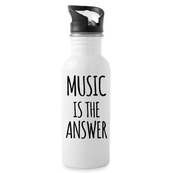 Music is the answer (dh) - Trinkflasche mit integriertem Trinkhalm - Weiß - Rechts