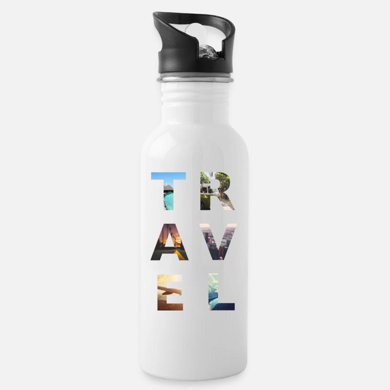 TRAVEL - Trinkflasche mit integriertem Trinkhalm - Weiß