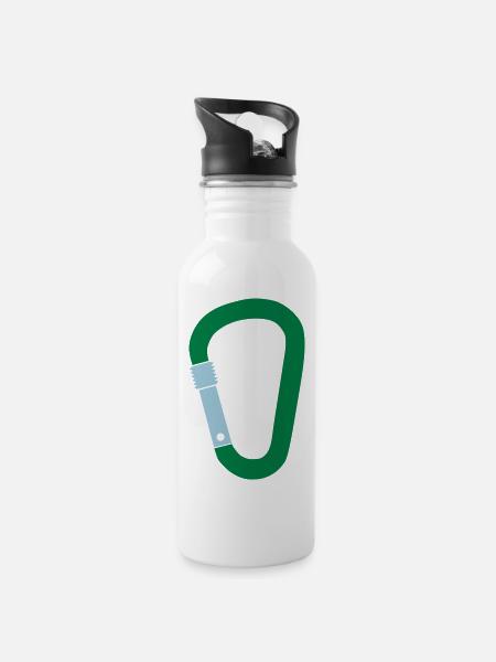 Karabiner - Trinkflasche mit integriertem Trinkhalm - Weiß
