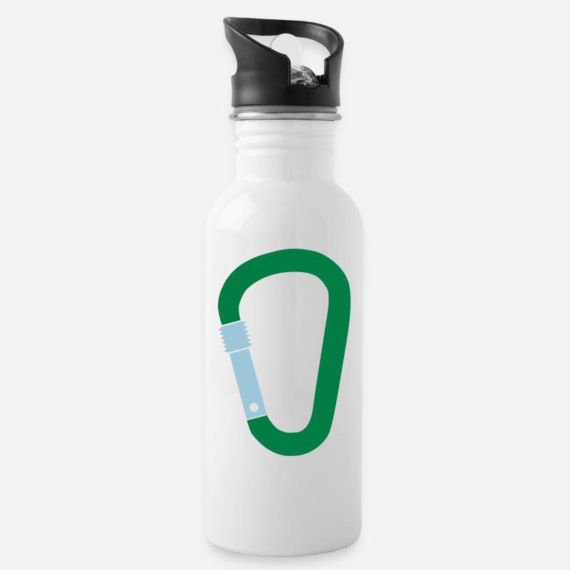 Karabiner - Trinkflasche mit integriertem Trinkhalm - Weiß