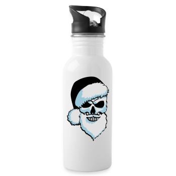 Totenschädel Weihnachtsmann - Trinkflasche mit integriertem Trinkhalm - Weiß - Rechts