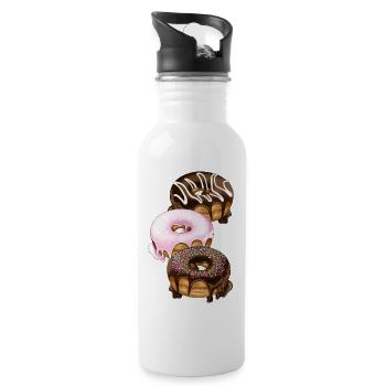 Donut Donuts Dessert Kaffee Gebäck Illustration - Trinkflasche mit integriertem Trinkhalm - Weiß - Rechts