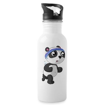 Fitness panda - Water bottle with straw - white - Right