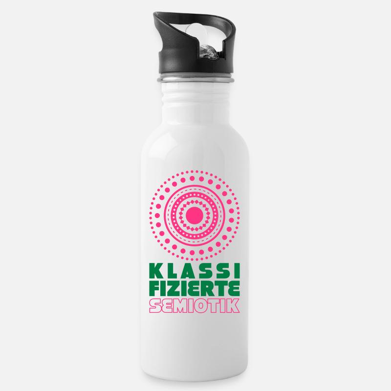 Semiotik Abstrakt Geschenk Kunst Motiv Motto - Trinkflasche mit integriertem Trinkhalm - Weiß