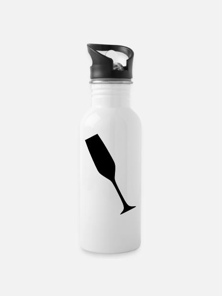 Sektglas - Champagnerglas - Trinkflasche mit integriertem Trinkhalm - Weiß