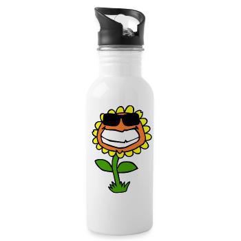 Sonnenblume - Trinkflasche mit integriertem Trinkhalm - Weiß - Rechts