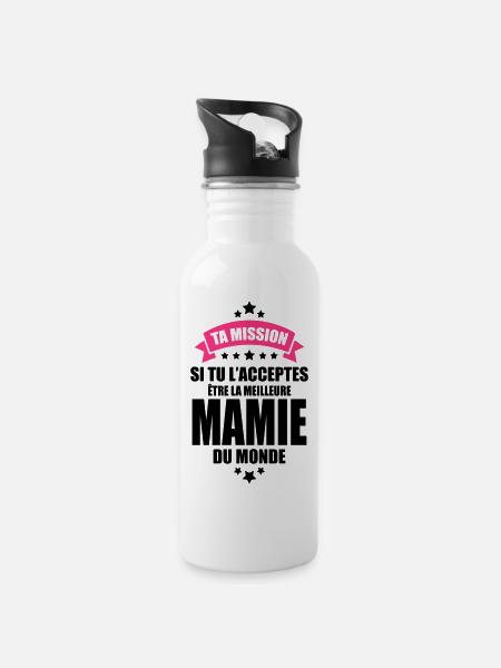 ta mission si tu l'accepte être la meilleure mamie - Gourde avec paille intégrée - blanc