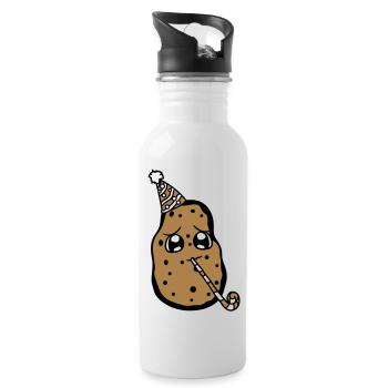 alleine einsam gesicht suess niedlich kleine gebur - Trinkflasche mit integriertem Trinkhalm - Weiß - Rechts