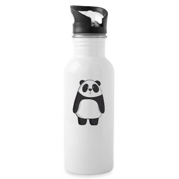 Panda - Trinkflasche mit integriertem Trinkhalm - Weiß - Rechts