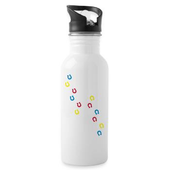 hufen_design_wo3 - Trinkflasche mit integriertem Trinkhalm - Weiß - Rechts