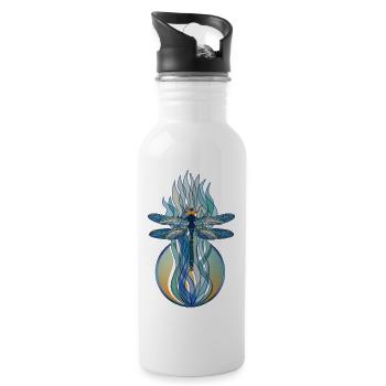 Libelle Jugendstil - Trinkflasche mit integriertem Trinkhalm - Weiß - Rechts