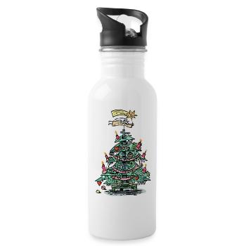 Verspielter Weihnachtsbaum mit Kerzen - Trinkflasche mit integriertem Trinkhalm - Weiß - Rechts