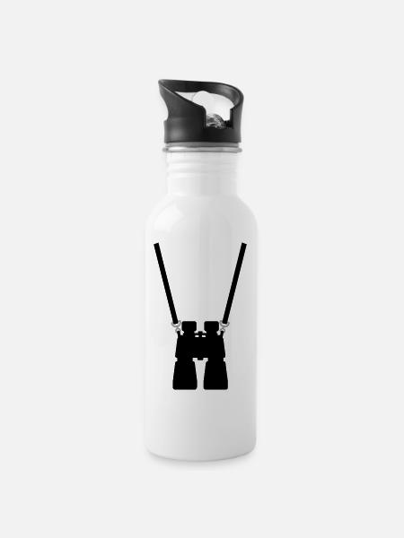 Fernglas - Trinkflasche mit integriertem Trinkhalm - Weiß