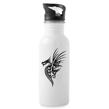 Drache mit großen Flügeln - Trinkflasche mit integriertem Trinkhalm - Weiß - Rechts