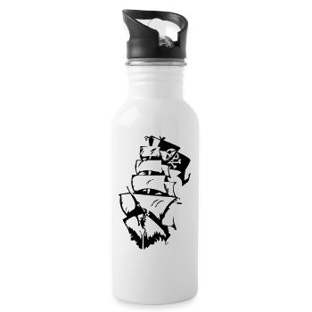 Piratenschiff - Trinkflasche mit integriertem Trinkhalm - Weiß - Rechts