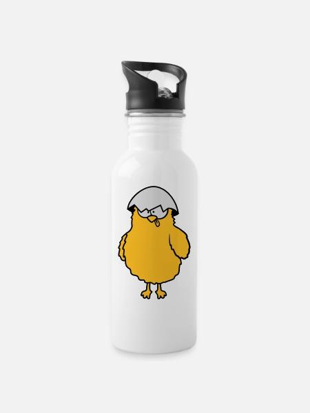 Poussins drôles fous - Gourde avec paille intégrée - blanc