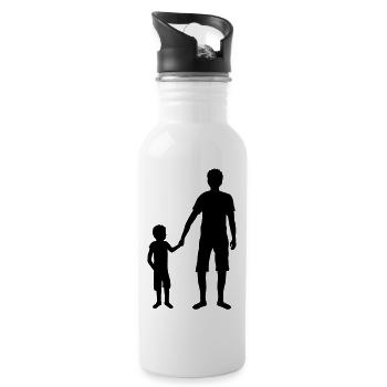 child team father dad and son father's day dad family - Water bottle with straw - white - Right