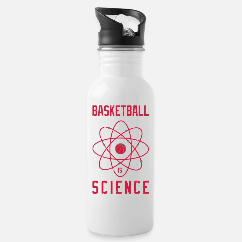 Basketball is science - Trinkflasche mit integriertem Trinkhalm - Weiß