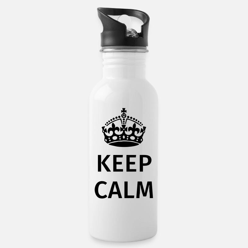 Keep Calm - Water bottle with straw - white