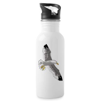 fliegende möwe vogel urlaub - Trinkflasche mit integriertem Trinkhalm - Weiß - Rechts
