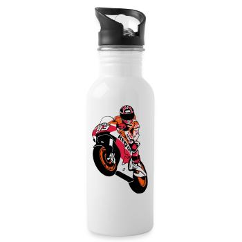 MotoGP - Motorsport - Motorrad - Trinkflasche mit integriertem Trinkhalm - Weiß - Rechts
