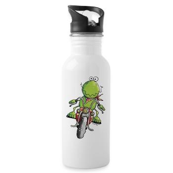 Biker Frog - Water bottle with straw - white - Right