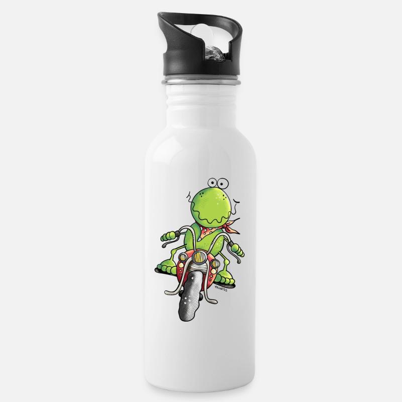 Moto Grenouille - Gourde avec paille intégrée - blanc