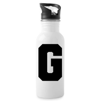 G - capital letter single, bold and serif - Water bottle with straw - white - Right