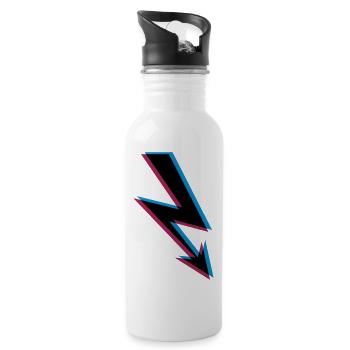 3d elektrisch blitz strom energie starkstrom achtu - Trinkflasche mit integriertem Trinkhalm - Weiß - Rechts