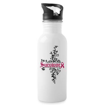 I'm a cancer survivor - Trinkflasche mit integriertem Trinkhalm - Weiß - Rechts