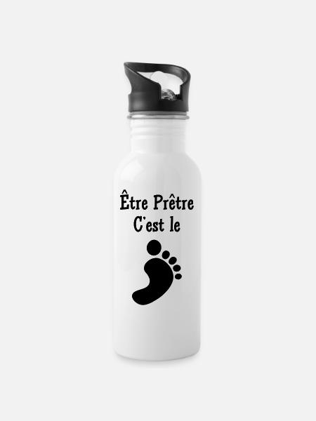 chrétien / prêtre / catholique / religion - Gourde avec paille intégrée - blanc
