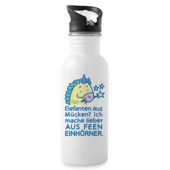 Ich mache aus Feen Einhörner - Trinkflasche mit integriertem Trinkhalm - Weiß - Rechts