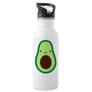 petit avocat doux visage yeux bouche petit jamais - Gourde avec paille intégrée - blanc - Droite