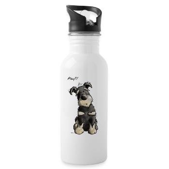Schnauzer Play - Zwergschnauzer - Tier - Tiere - Trinkflasche mit integriertem Trinkhalm - Weiß - Rechts
