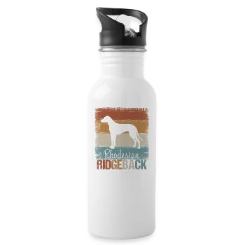 Rhodesian Ridgeback dog gift - Water bottle with straw - white - Right
