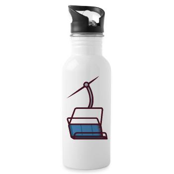 Abstract illustration of a cable car - Water bottle with straw - white - Right