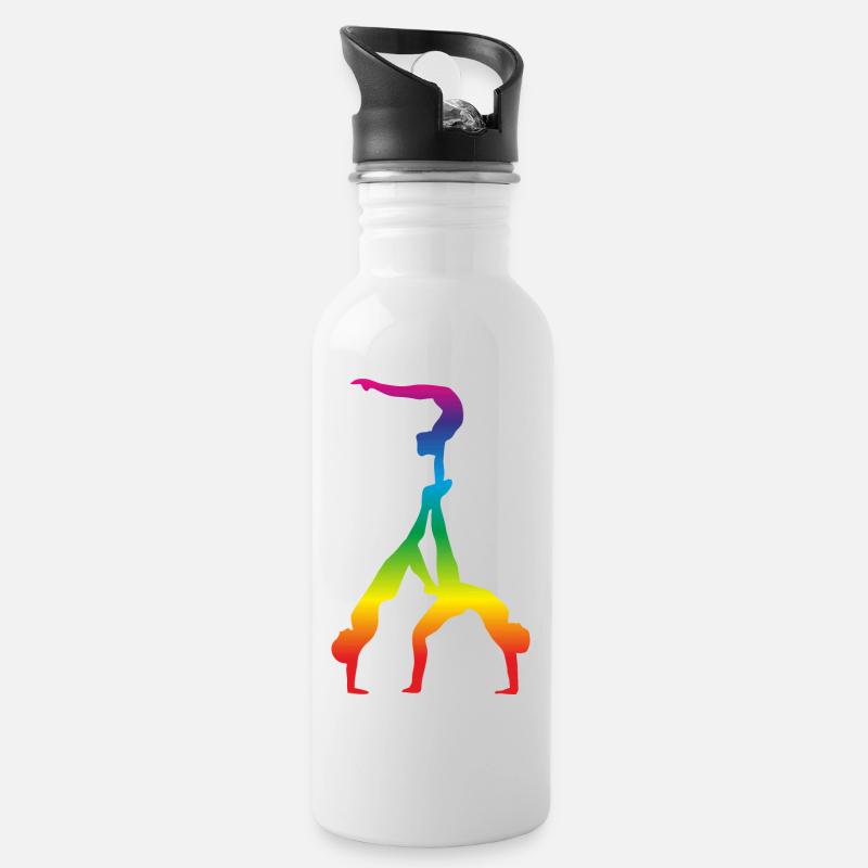 Acrobatics, Gymnastics - Water bottle with straw - white