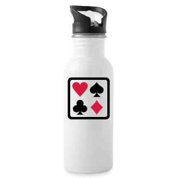 Poker - Trinkflasche mit integriertem Trinkhalm - Weiß - Rechts