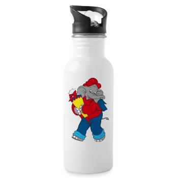 Benjamin Blümchen mit Schultüte - Trinkflasche mit integriertem Trinkhalm - Weiß - Rechts