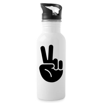 peace hand - Trinkflasche mit integriertem Trinkhalm - Weiß - Rechts
