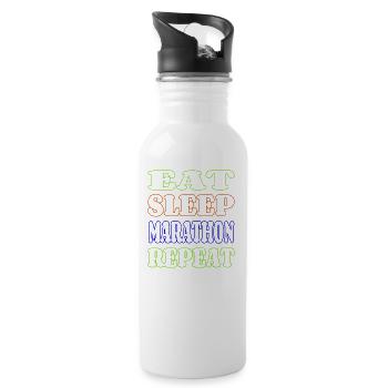 Eat sleep marathon repeat - Water bottle with straw - white - Right
