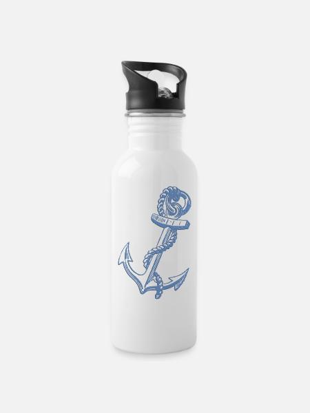 Anker - Trinkflasche mit integriertem Trinkhalm - Weiß
