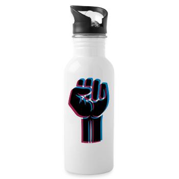 Rebellen Faust 3D - Trinkflasche mit integriertem Trinkhalm - Weiß - Rechts